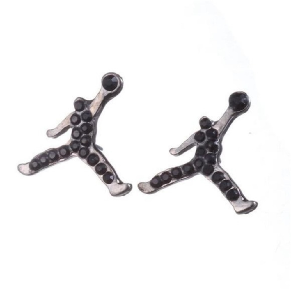 Air Jordan Jump Man Earrings Black Stud
